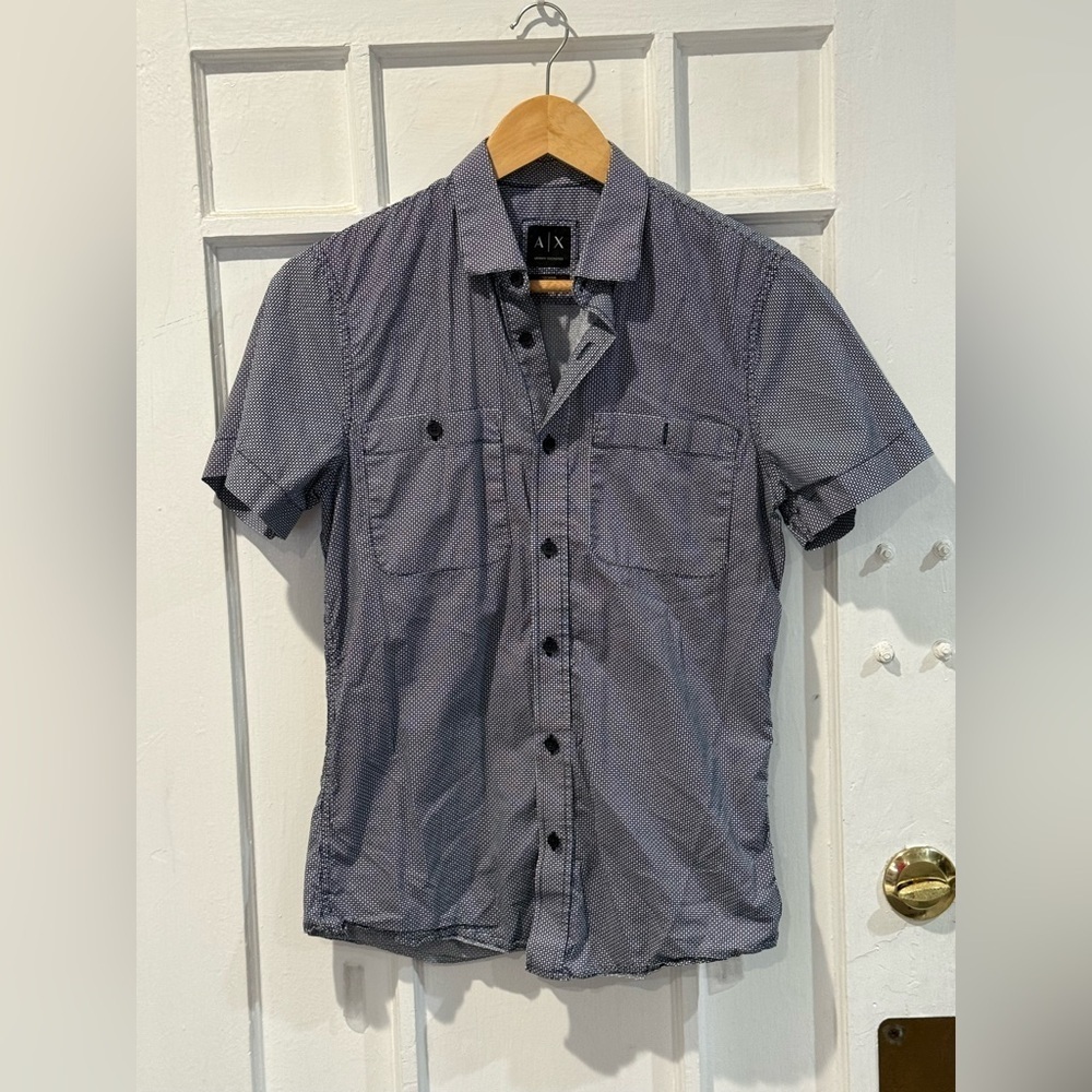 Armani Exchange Black and White Casual Button Down Shirt